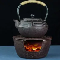 Kleine Gusseisen -Holzkohle -Grillgrill BBQ Tragbarer Retro Mini -Tee -Ofen Heizungsherde -Kerzenhalter Teekannenbasis 15 8 5 cm 118321b