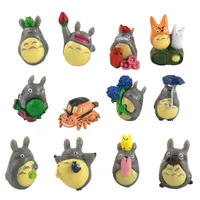 12pcs Configurar meu vizinho Totoro Figura Presente Doll Resina Miniatura Figuras Toys PVC Japon￪s Pl￡tico Cute