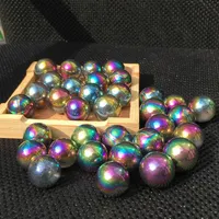 5pcs Angel Aura Quartz Crystal Titanium Rainbow Bismuth Silicon Sphere Ball Healing Energy Minerals Fashion Noverty240o