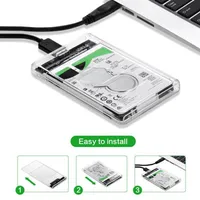 USB 3 0 SATA HDD Enclosure SSD Solid State Drive Hard Disk Box Caddy Transparent Case Box Support 2TB215v
