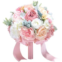 Eternal Angel Holding Bouquet Silk Flower Wedding Celebration Supplies Bridal300p