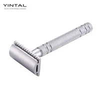 yintal 1 حلاقة السلامة الكلاسيكية الفضية اللامعة لسلاح الحلقات الجودة النحاس النحاس النحاس مقبض مزدوج الحافة اليدوية 319f