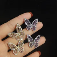 S925 Silbernadel Korea hohlrosa Schmetterling Temperament Ohrringe Lady Ladies Damen Wild Super Fairy Ohrringe Geschenk248g