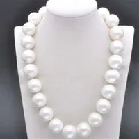 Enorm 20 mm äkta South White Sea Shell Pearl Round Beads Halsband 18 272Q