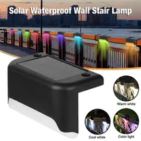 LED Solar Lamp Path Stair Outdoor Waterproof Wall Light Garden Landscape Step Deck Lights Balcony Fence Sunning Lamps228s