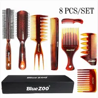 Blue Zoo Amber Combs Terno de 8 pe￧as Resistente ao calor e Anti-est￡tico de ￳leo de petr￳leo Big Back Hair Combs249n