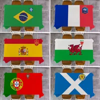 Table Cloth 2022 CATAR World Cup Top 32 National Flags Linen tablecloth Football Club Logo Tableloth Multi Size Fan Gifts
