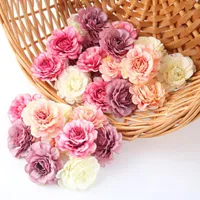 Decorative Flowers & Wreaths 5Pcs Artificial 5CM Silk Rose Head For Wedding Party Home Garden Decorations DIY Craft Gift Box WreathDecorativ