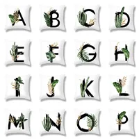 Almofada/travesseiro decorativo plantas verdes de letra de almofada de almofada de poliéster almofadas de sofá -sofa
