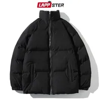 Lappster Men Solid Winter Jackes Parkas Warm Standing Coller Puffer Jackets Women Spesse Bolle Coro di moda nere coreane 220822