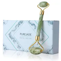 High Quanlity Green Green Jade Roller Massager com caixa de presente Rolo de ru￭do natural antienvelhge V Face Beauty Heathy Care Tool328r