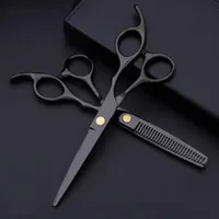 Costway Professional 440 Steel 6 Int Black Hair Scissors مجموعة قطع حلاقة صالون قصات الشعر بقص مقص مصفف الشعر 2977