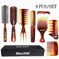 Blue Zoo Amber Combs de 8 peças Terno resistente ao calor e anti-estático de petróleo masculino Big Back Back Hair Combs238f