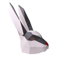 puzzles bricolage 3d Snow Rabbit Head Assale Assembl￩e Papier Papier Kit Toys Installation sans ciseaux Mur suspendu d￩coration maison 304w