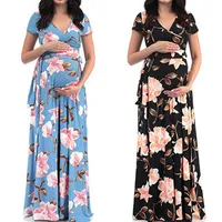 Summmer Stright Maternity Dresses Fashion Embarazo Clothing Vestidos de mujeres embarazadas con cuello en V