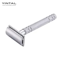 yintal 1 حلاقة السلامة الكلاسيكية الفضية اللامعة لسلاح الحلقات الجودة النحاس النحاس المقبض مزدوج الحافة اليدوية الحلاقة 237J