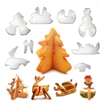 Baking Moulds 8pcs 3D Christmas Cookie Cutter Stainless Steel Cut Candy Biscuit Mold Cooking Tools DIY Decorations For Home YearBaking