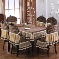 Couvre-chaise Couvre-coussin de jardin europ￩en nappe en dentelle brod￩e table de table ￠ manger brod￩es fleur de pivoine de mariage