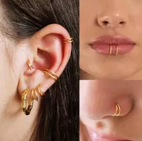 Stalowa stalowa pierścień podwójny nos spiralny nos przegroda przeszywające chrząstki obręcze kolczyki tragus helisa dla kobiet nozdrzy biżuteria hurtowa
