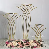 10pcs Factory Whole Wedding Tall Metal Table Centerpiece Stands Flower Vase Stand Gold Column Decoration242t