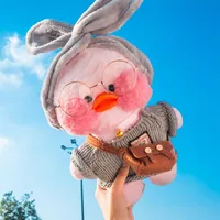30cm Cute LaLafanfan Cafe Yellow Duck Plush Toy Creative Duck Stuffed Doll Soft Animal Dolls Baby Toys Birthday Gift for Girl Y200231S