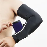Dirsek diz pedleri 1pcs cep telefonu çantası kısa spor kolu kol unisex yaz nefes alabilen yüksek elastik açık depolama simit