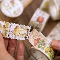 Gift Wrap Vintage Mushroom Stamp Masking Washi Tape Retro Paper Decorative Adhesive Diy Scrapbooking Sticker Label StationeryGift