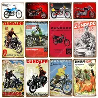 2021 Classic Zundapp Motorcycles Metal Placa de metal lata de estaño Vintage Metal Garaje Car Club Bar Decoración de pared de la pared PLA339D
