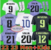 2023 Benzema Finals Soccer Jersey 22 23 Camisa de futebol do Real Madrids Alaba Modric Valverde Quarto Camiseta De Foot Men Kids 2022 Uniformes Vini Jr Tchouameni Campeões