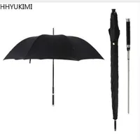 Hhyukimi Marke Mode Langzeitgriff Mann Automatisch Regenschirm Windschutz Business Sword Warrior Selbstverteidigungswehr Sunny Creative Drecella283o