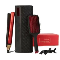 Epack Platinum Hair Straighteners Hair Brush Sets Professional Styler Flat Straightener Hair Styling Tool Red Color Good Quality243L
