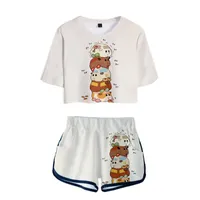 Женская футболка Принт Pui Molcar одежда с двумя частями летние шорты с коротким рукавами
