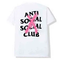 Asscfashion Anti Social Club 19FW Çapraz Baskı T-Shirt Sıradan Çift Kısa Kollu 1A1
