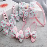 7pcs Set Kids Girl Baby Baby Band Coup Metter Bow Flower Hair Band Accessoires Head Rubber Bandhair Clip Hairpin249a