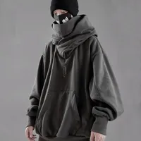 Houzhou Techwear Black Hoodie Hoodies Sweatshirt ile Başlıklı Baggy Harajuku Japon Sokak Giyim Hip Hop Sonbahar Yavurucu Erkekler 220822