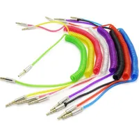 3 5 mm Câbles de ressort transparents AUX Câble audio d'extension de voiture stéréo masculine pour mp3 MP4275Q