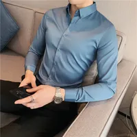 Herren lässige Hemden asiatische Größe 4xl Chemise Homme de Luxe pour le kostüm stilvolle Langarm Männer Business Slim Fit Social