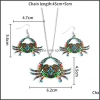 Earrings Necklace Animal Jewelry Sets For Women Chicken Rooster Necklaces Farm Horse Crab Butterfly Rabbit Party Drop Delivery 2021 Sp Dhuba