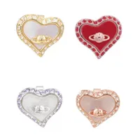 Pendientes de Saturno de moda Heart Diamond Stud Designer Pendientes Aretes para Lady Women Farty Wedding Lovers Joyería con caja