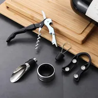 5pcs/Set Stainless Steel Wine Bottle Opener Sets Hippocampus Knife Stopper Pourer Accessories Home Supplies Bar Counter Tool DD