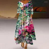 Casual Dresses Women Dress Bohemian Plus Size Floral Print Summer Beach For Mother Of Bride Wedding Guest DressCasual