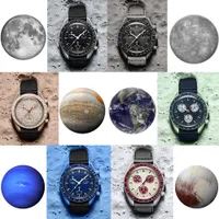 Planeta Bioceramic Moonswatch Mens Watch Quartz Função completa Cronógrafo Watch Mission to Mercury 42mm Nylon Netuno Relógio Relogio Masculino