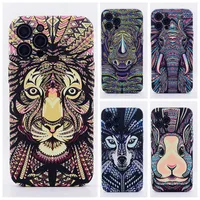 Luxury WaterTransfer Design Luminous TPU Animal iPhone Case pour iPhone 14 13 Pro 12 11 XR XS MAX FROSTED Soft Phone Cover