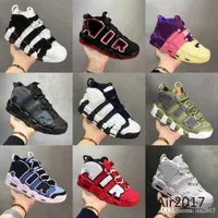Sandals Basketball Shoes More Uptempos Airs Total Scottie Pippen White Varsity Red Green Multi-Color Black Bulls University Blue UNC UK Mulheres