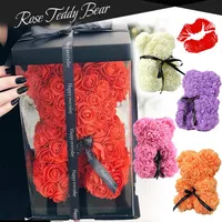 Alla hjärtans dag 38 cm Rose Teddy Bear Artificial Flower LED Strings Decoratio2564