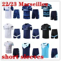 2022 2023 Marseilles Trascksuit Futbol Jersey Erkekler Eğitim Takım 2022/23 Olympique de Marseilles Survetement Maillot Ayak Kısa Kollu Spor Giyim Setleri
