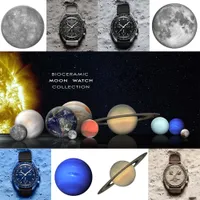Bioceramic Mooswatch Quartz Mens Brand Watch Vollfunktion Chronographen Uhren Mission für Mercury 42mm Luxus Saturnuhr Armbanduhren