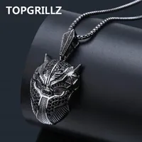 TopGrillz Hip Hop Black Panther Iced Out подвесной ожерелье мужчины подарки с коробкой цепь 24 Q1107281Q