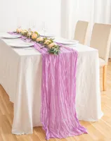 90x400cm 식당 테이블 러너 장식용 장식 녹 녹 테이블 웨딩 장식 면화 거즈 먼지 거친 블루 냅킨 선물
