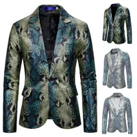 Мужские костюмы Blazers Высококачественная мужская нептунская рыба для печати пиджак мужской личность Slim One Button Blazer Jacket Party Платье 220826